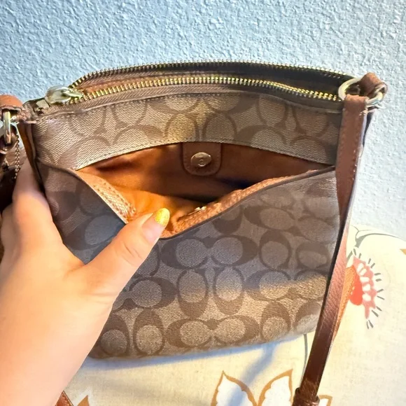 Coach Signature Tan Crossbody Bag - Picture 12 of 16